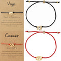 Trendy Adjustable Red Black Silk String Rope Knot Gold Silver Plated Charm Horoscope Women 12 Zodiac Sign Bracelet Jewelry