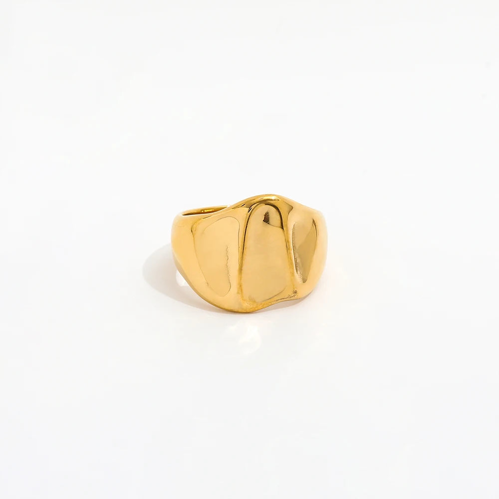 High End Tarnish Free PVD 18K Gold Plated Irregular  Rings Stainless Steel Rings for Women Gold Plated Jewelry