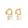Custom 18K PVD Gold Plated Freshwater Pearl Drop Earrings Hypoallergenic Stainless Steel Jewelry for Women Fashion Hoop Huggie