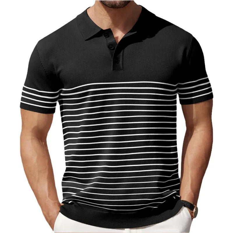 New Wholesale Men's Summer Golf for Polo Shirts Business Casual Short Sleeves with Solid Pattern Blank Design Knitted Fabric