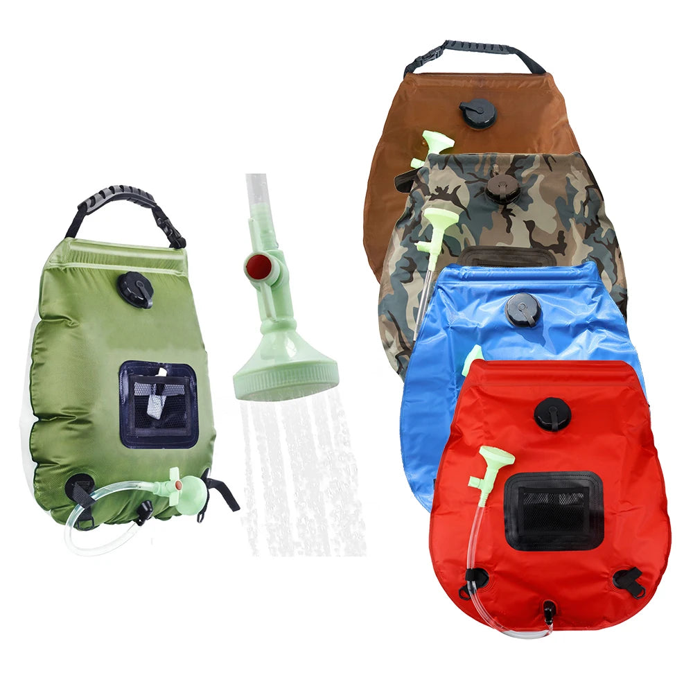 Camping Beach Swimming Heating Bathing Bag Portable Hot Water Supply Solar Shower Bag in Black Green Red Camo
