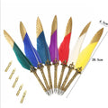 2021 Different Colors Feather Ink Tip Pen Silver Gold Nib Metal Pen for Fancy Font Gift Luxury Sets Calligraphy Fountain Pen