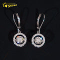 Fine Jewelry Women Drop Earrings Iced Out 925 Solid Silver Moving VVS Moissanite Earrings Hip Hop Hoop Earrings