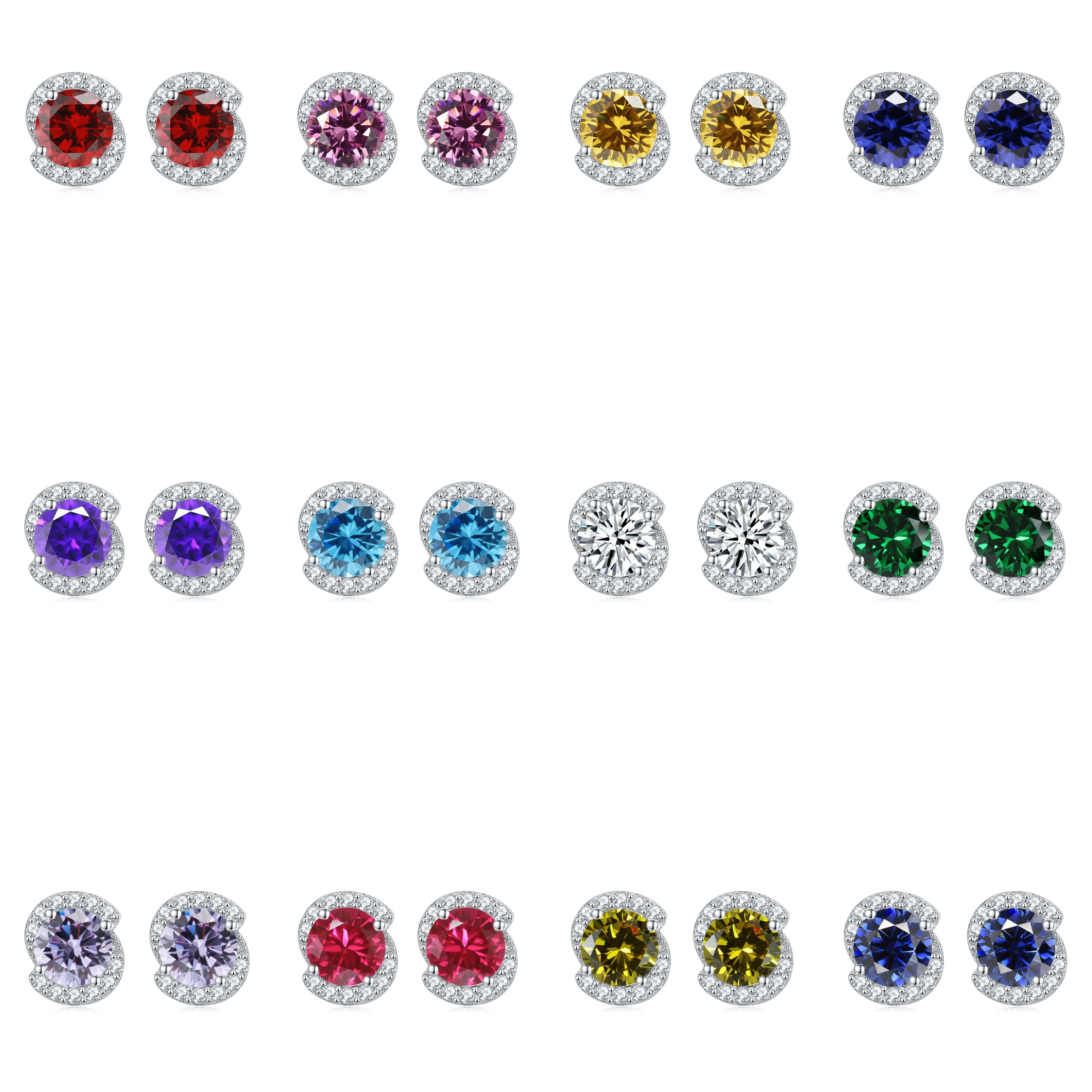 Personalized Gift 925 Silver Custom Birthstone Earrings Natural Stone Jewelry for Mom Wife