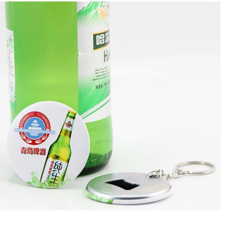 58mm Tin Bottle Opener Keychain Badge/Button Convenient Corkscrew & Opener for Daily Use