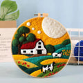 For CHENISTORY Creative DIY Wool Needle Felt Painting Embroidery Kit Farm Pattern Canvas Support Base for Beginners MegaBDM