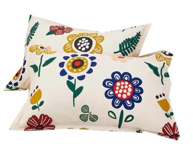 Premium Quality Floral Printed Queen and King Cotton Pillowcases Set Woven Technique Customizable Size and Pattern