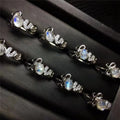 Wholesale Low Cost 925 Sterling Silver Blue and rainbow Moonstone Engagement Ring Jewelry for Woman