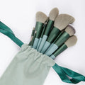 Professional 13-Piece Synthetic High Gloss Powder Blush Makeup Brush Set Plastic Handle Super Soft Bristles Custom Logo Option