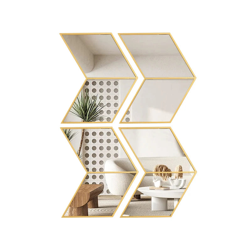 Industrial Design Style Gold Mirrors for Wall Home Decor Acrylic Decorative Hanging Horizontal or Vertical Made of Plastic