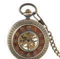 Manual Watches Key Chain Retro Wood Roman Mechanical Pocket Watches