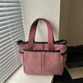 High Capacity Tote Bags for Women Vintage Corduroy Shoulder Ladies Underarm Bag Casual Shopping Female Handbag with Side Pocket
