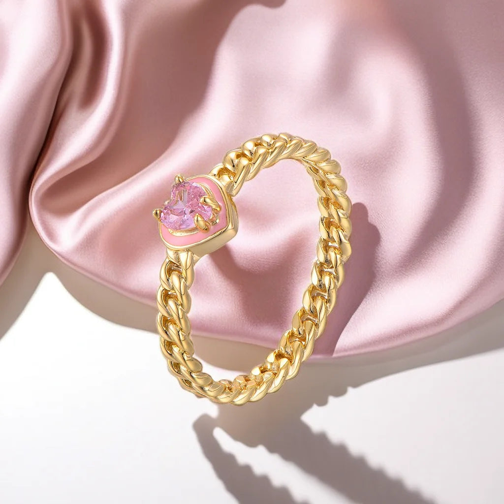 YH Jewellery 925 Sterling Silver Hip Pop Style Ring with High-Grade Stone Curb Chain Link for Girls and Boys for Weddings