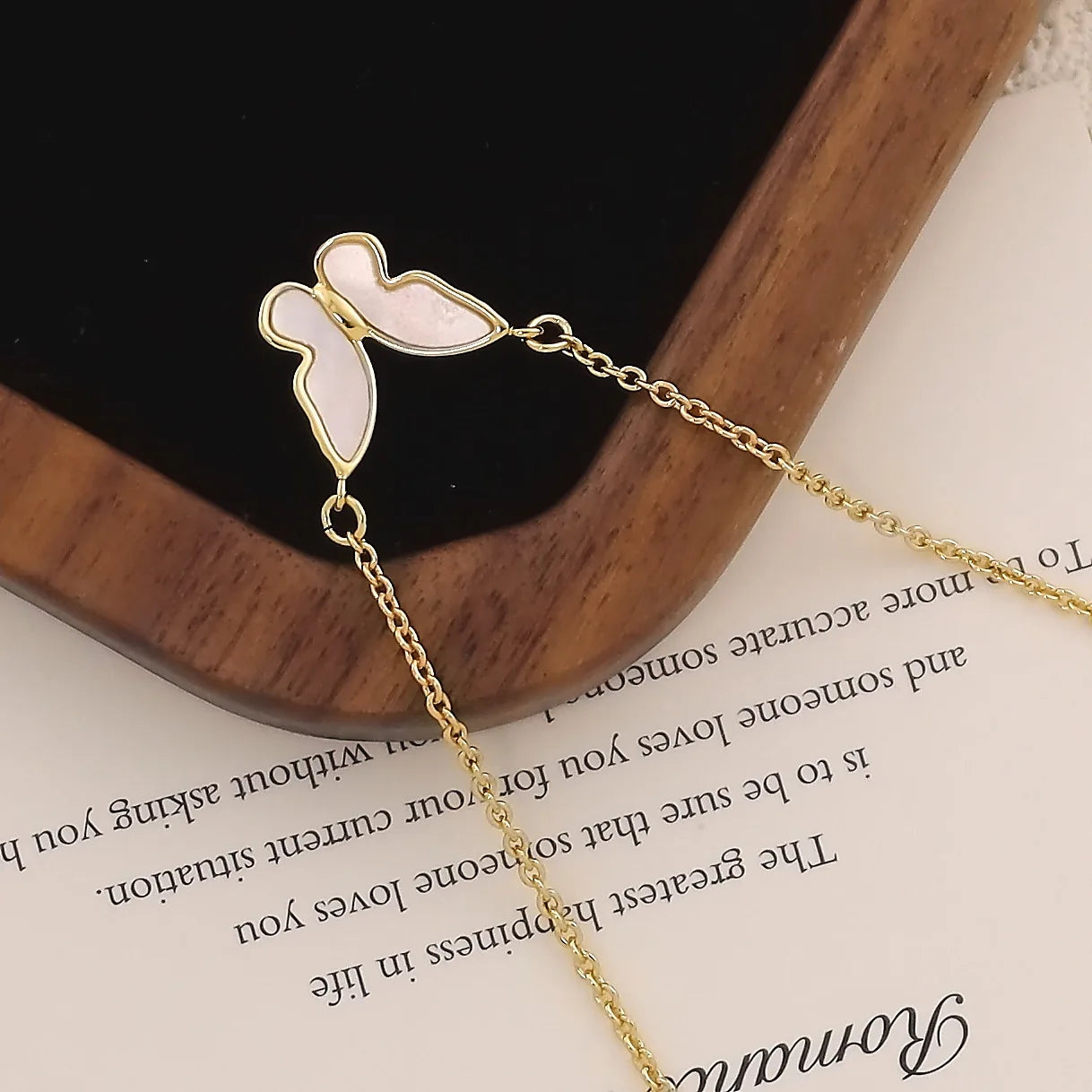 Real Gold Plated Green Stone Pendant Necklace Simple Style Link Chain Zircon Geometric Green Flower butterfly Necklace