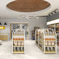 RD-38# Double-Sided Acrylic and Wood Arch-Shaped Multicamadas RZ Storage and Display Estante for Supermarket Use