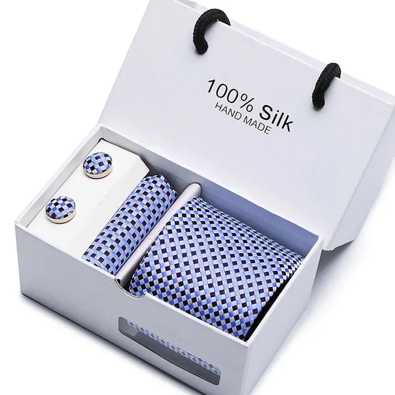 Gift Box Solid Mens Skinny Ties Fashion Plain Gravata Ties Jacquard Woven Silk Ties for Mens Wedding Suits Cravate