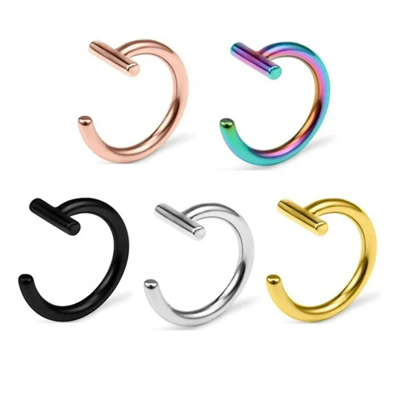 316L Stainless Steel Septum Nose Ear Rings Jewelry Fake Hoop Ring None Piercing Punk Earrings Stud Ear Cuff