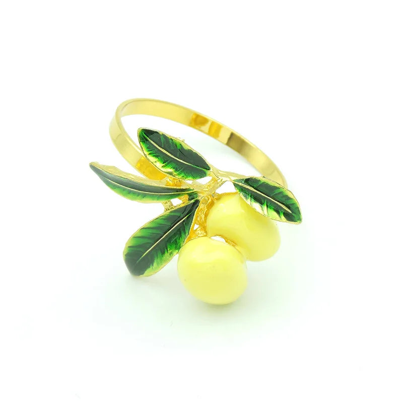 Metal Lemon Napkin Ring Table Decoration Gold Serviette Rings Napkin Holder West Dinner Towel Party Accessories