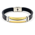 Personality Jewelry Golden Stainless Steel Imitation Leather Wrap Bracelet for Men