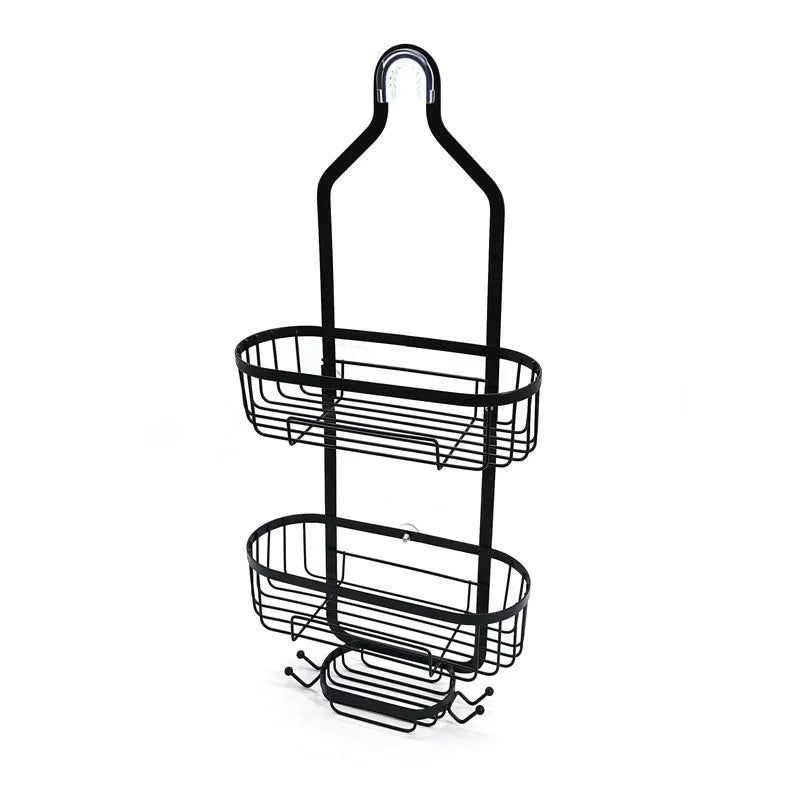 Hot Sale Iron Self Adhesive Bathroom Organizer Rack 3-tier Shelves Wall Shelf for Room Bathroom Shower Shelf with Hooks