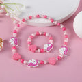 Cute Candy-Colored Plastic and Wood Children's Jewelry Set Daisy Necklace Bracelet for Little Girls for Parties and Gifts