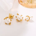 Fancy New Designs Stainless Steel Double Side Pearl Earrings With  Shell Pearl for Women Stud Earrings