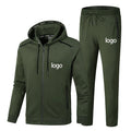 Autumn Men's Custom Logo Track Suit with Hood Solid Pattern Polyester/Cotton Plain Dyed Techniques