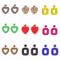 Boho Handmade Dangling Square Heart Pendant Bohemian Seed Rice Bead Earring Jewelry for Women