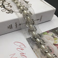 Clear Rhinestones and Beaded Embroidery Mesh Lace Trim Clothing Accessories LT2596B