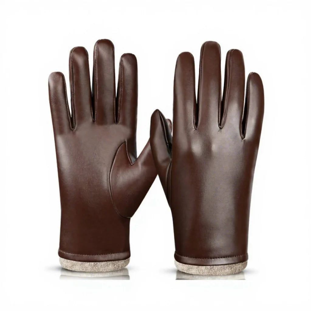 Sample Support Men's Winter Warm Gloves Windproof Waterproof PU Leather Business Sports Outdoor Motorcycle Riding Cold-Proof