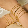 Women Stackable Snake Chain Paper Clip Twist Chain Bracelet Non Tarnish 18k Gold Plated 316L Stainless Steel Chain Link Bracelet