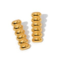 J&D Ins 18K Real Gold Plated Stainless Steel Smooth Earrings Jewelry Sugar Gourd Shaped Texture Earring
