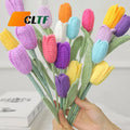 Handmade Single Woven Knitting Knitted Crochet Flowers Crochet Tulips Christmas Mothers Valentine's Day Gifts 2026 Home Decor