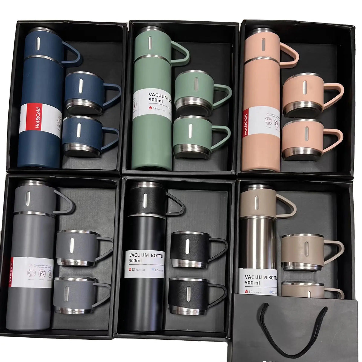 Custom Business 500ml Gift Box Portable Business Cup Stainless Steel Thermo Cup One Cup Flasks Water Bottle with Lids
