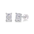 4CT 18K White Gold Plated 925 Sterling Silver VVS D Color Moissanite Stud Earrings Four Claws Geometric Classic Anniversaries
