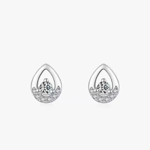 Ailmay Real 925 Sterling Silver Fashion Clear CZ Water Drop Shape Stud Earrings for Women Charm Wedding Statement Fine Jewelry