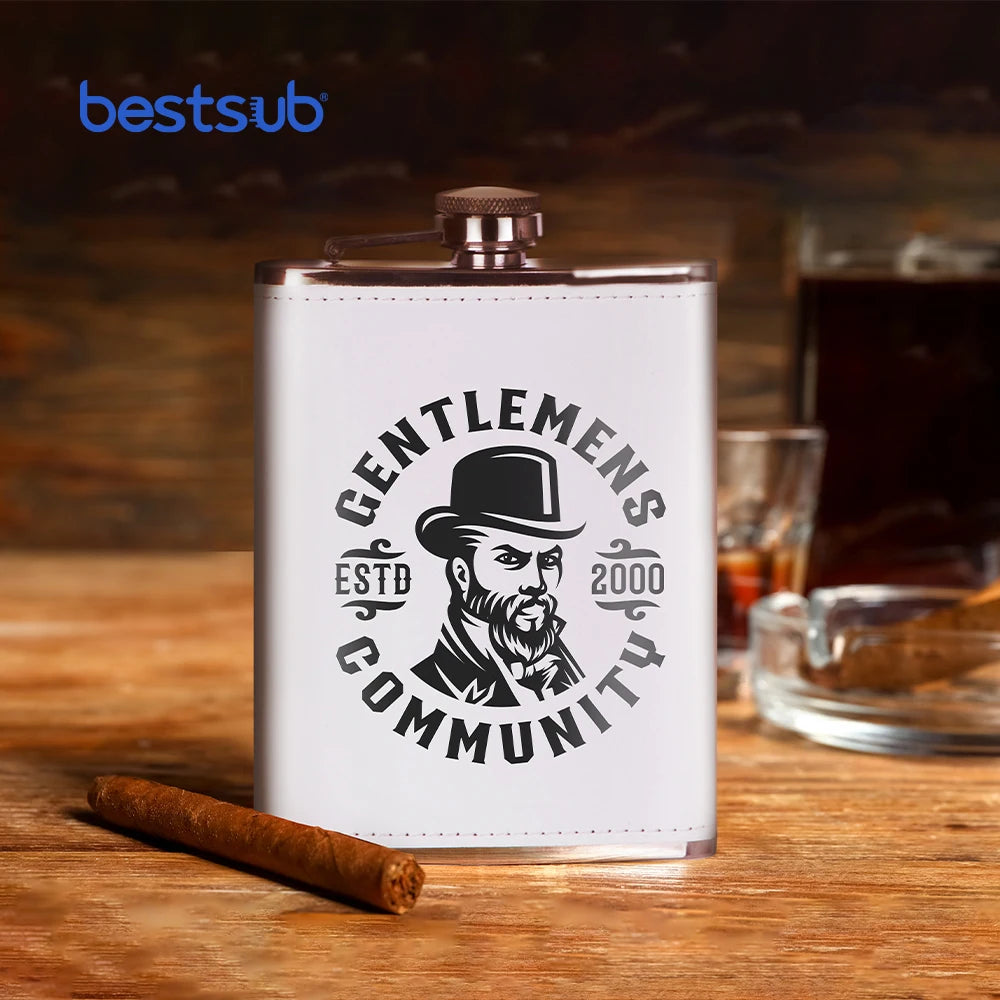 Wholesale High Quality 8oz Colorful Set Stainless Steel Whiskey Hip Sublimation Flask With Pu Leather Cover for Alcool