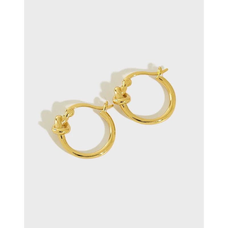 S925 Sterling Silver Knotted Hoop Earrings Real 18K Gold Plating Gold Earrings Women Simple Earring Set for Women