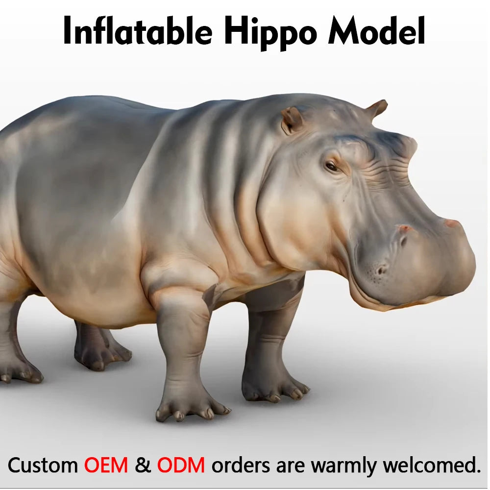 Giant Inflatable Hippo Model Customized Advertising Parade Inflatable Animal for Outdoor Event Commercial Decoration MegaBDM