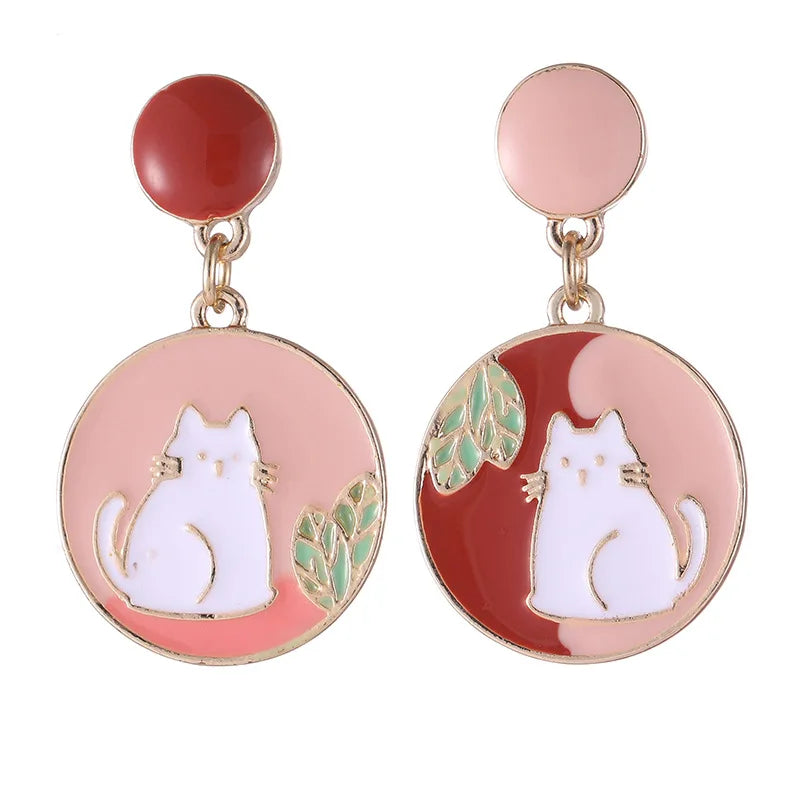 Wholesale Cute Cat S925 Silver Needle Earrings for Women Summer New Asymmetric Geometry Earrings Niche Design MegaBDM