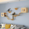 DIY Wall-Mounted Cat Tree Nest Integrated Jumping Table Chew Toys Wood Climbing Rack Grab Column Perfect Habitat for Feline Fun