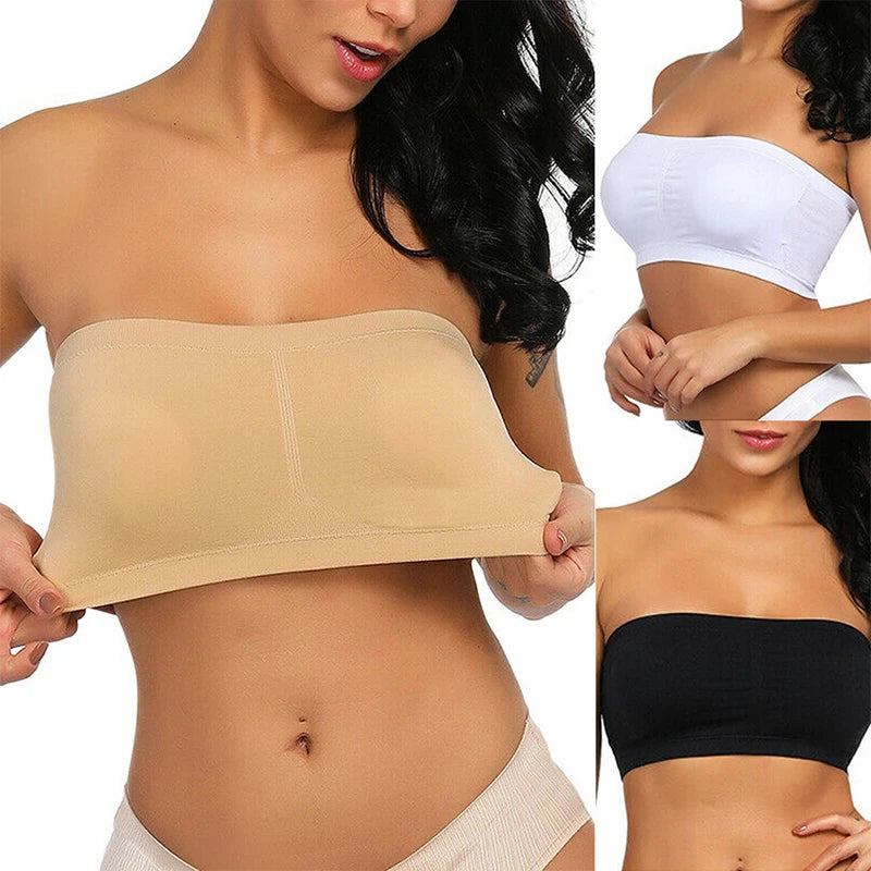 Wholesale 2025 Seamless White Black Nude Ladies Girl Sexy Push up Strapless Padded Tube Bra Plus Size for Big Cup Bust Fat Women