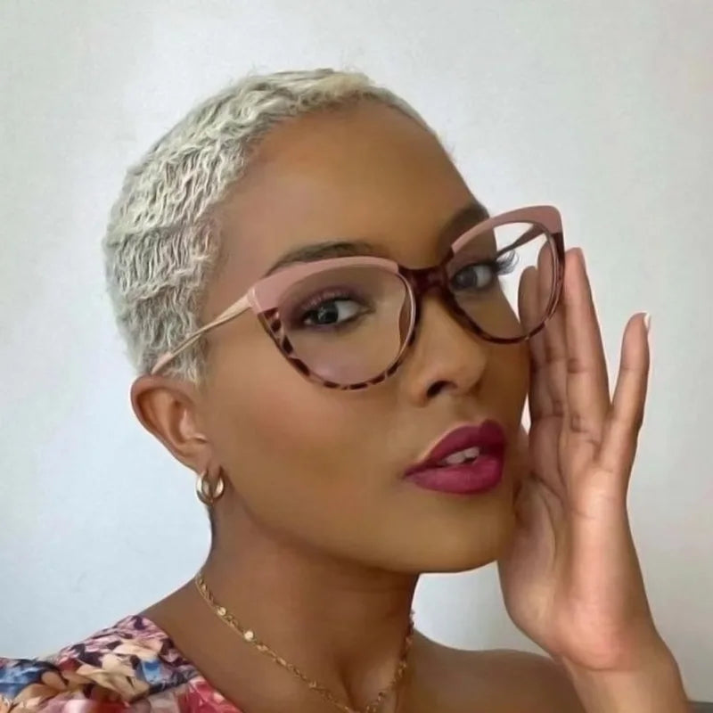 2025 New Fashion Retro Women'S Tr90 Metal Spring Leg Plain Glasses Frame Cat Eye Anti-Blue Light Optical Glasses