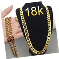 DAIHE Men's Stainless Steel Plated 18k Gold Necklace 8 Inches -30 Inches Chain Necklace Bracelet Unisex Chain Jewelry