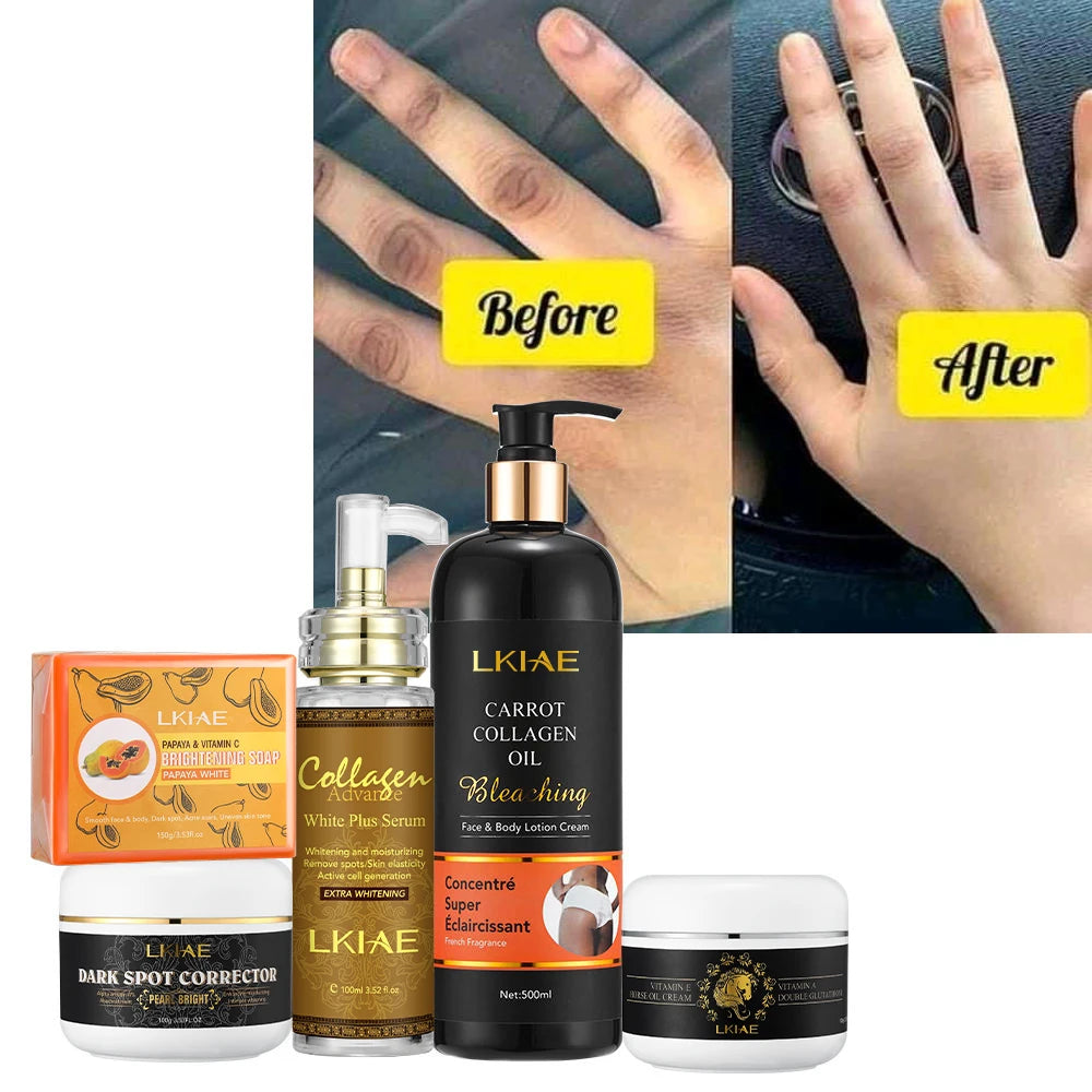 Papaya Collagen Skin Care Set Private Label Dark Spot Corrector Whitening Moisturizing Best Skin Care Products
