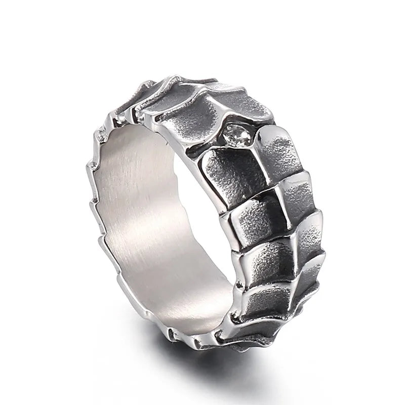 Men's Vintage Stainless Steel Dragon Scale Rotatable Ring Fashion Accessories for Fashion Wear Social Gatherings
