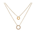 JINYOU 953 Best Selling Gold Plated Circle Necklace Stainless Steel Cubic Zirconia Double Layered Necklace Women