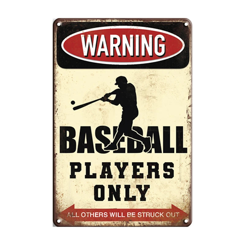 Baseball Players Plaque Rusty Metal Poster Decorative Plate Organic Vegetable Retro Tin Sign Club Bar Home Farm Wall Dangerous