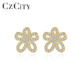 CZCITY Earing Zirconia Trendy Fine Jewelry Women's Trend Flower for Woman Fashion Gold Plated Stud Earring