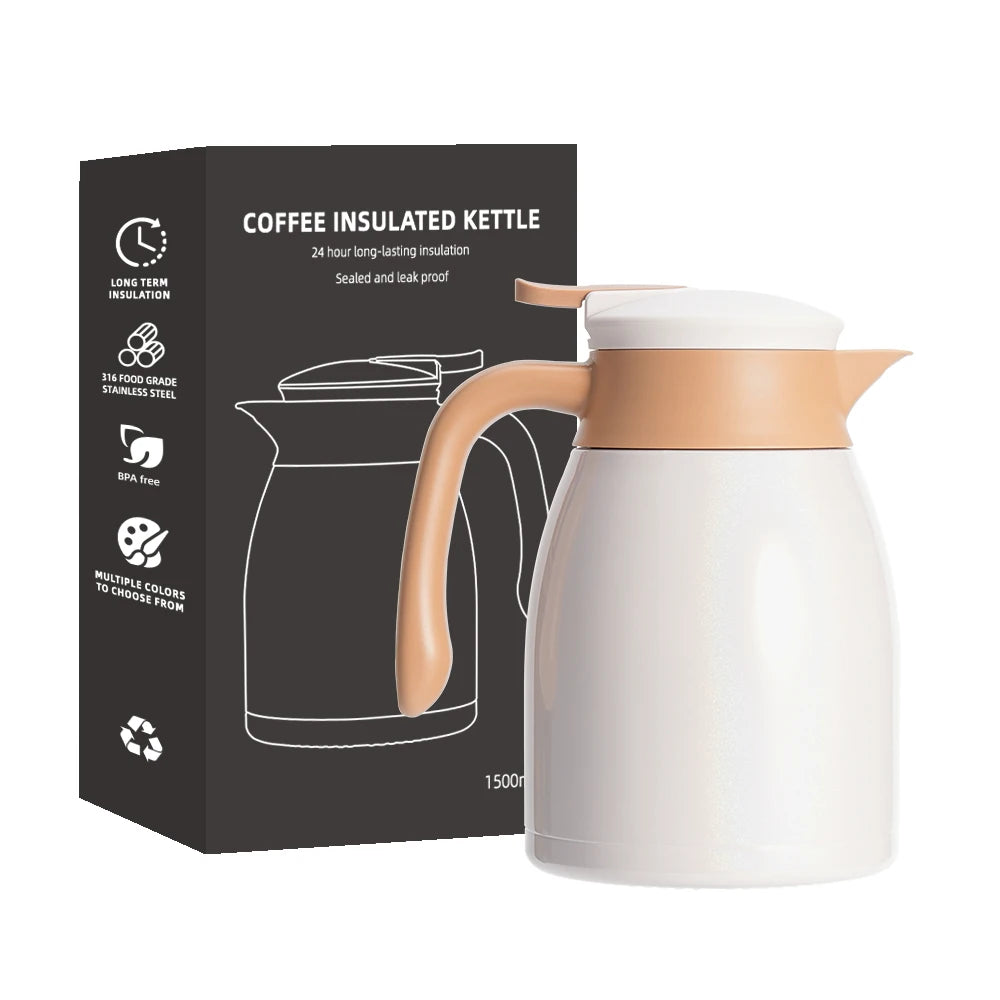 Wholesale 2L Vacuum Coffee Pot 316 Stainless Steel Thermal Water Pot Personalized Thermos Milk Tea Pot with Strainer